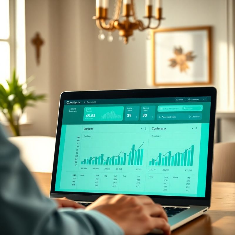 Analytický dashboard s tyrkysově laděnými grafy výkonu obsahu
